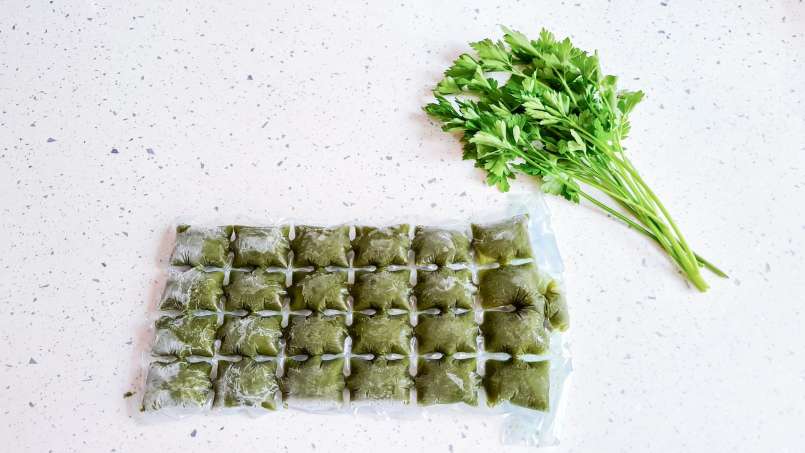Suco de salsa com limão em bolsas de gelo, foto 8